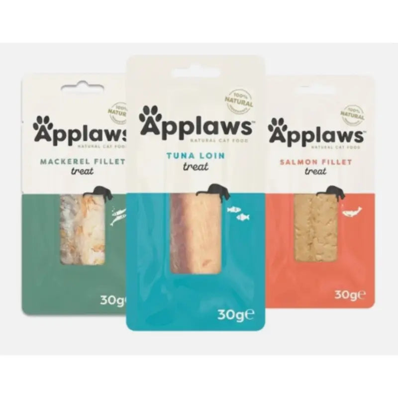 Applaws Katzen-Snack: Makrelenfilet, Lachs, Thunfisch, gemischt, 12 x 30 g