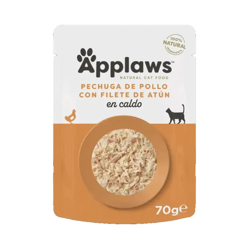 Applaws Cat – Hähnchen und Thunfischfilet in Peguga-Verpackung, 12 x 70 g