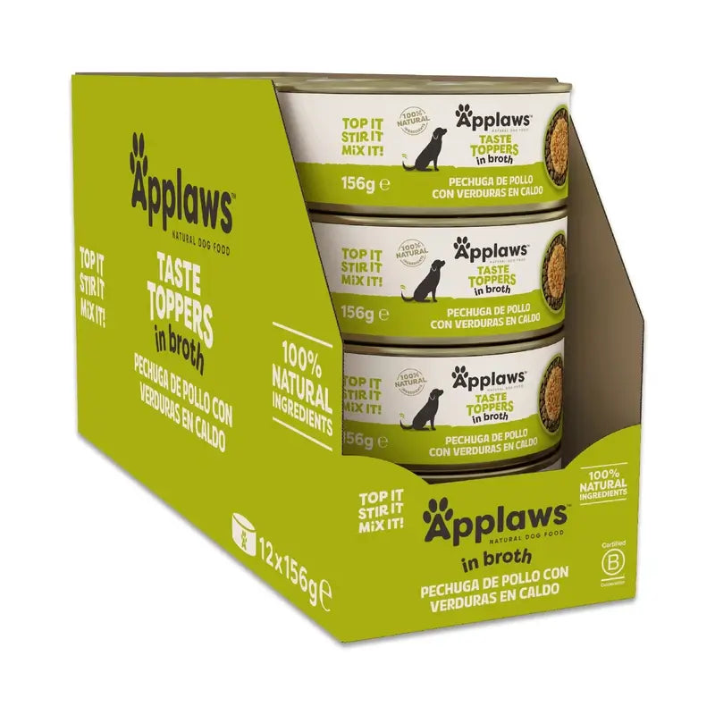 Applaws Hund Huhn Gemüsebrühe Topper Dose 12X156Gr