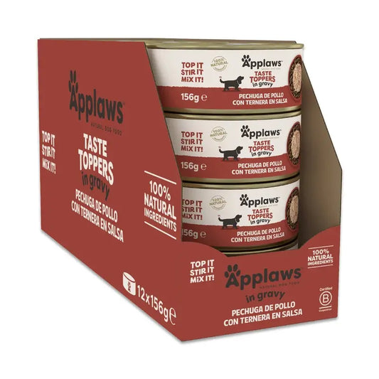 Applaws Hund Topper Dose Huhn & Rindfleisch in Sauce 12X156Gr