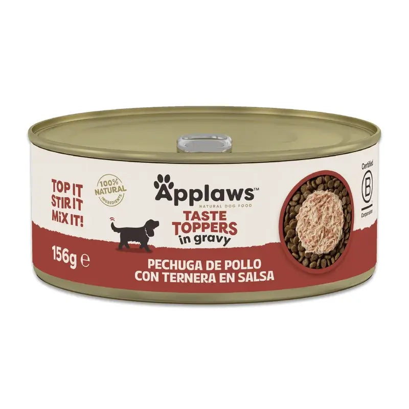 Applaws Hund Topper Dose Huhn & Rindfleisch in Sauce 12X156Gr