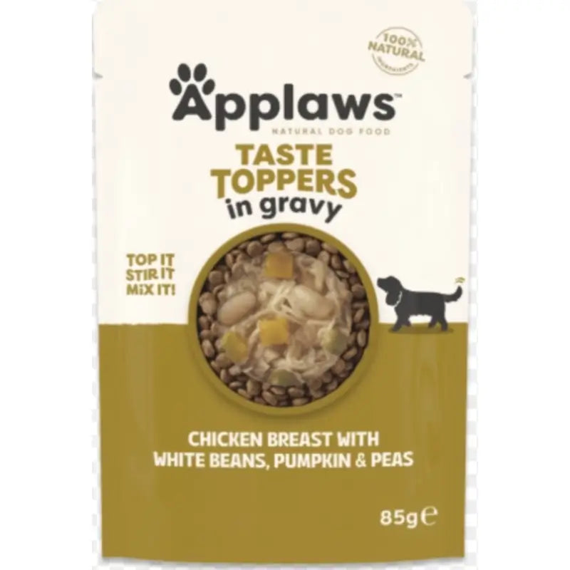 Applaws Dog Topper-Beutel mit Huhn, Erbsen und Bohnen, 12 x 85 g