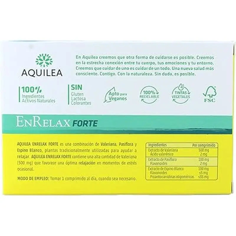 Aquilea Enrelax Forte 500 mg Baldrian + Weißdorn + Passionsblume, 30 Tabletten