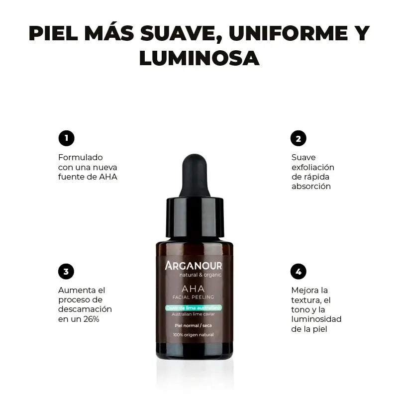 Arganour Facial Aha - Gesichtspeeling mit australischem Limettenkaviar, 30 Ml
