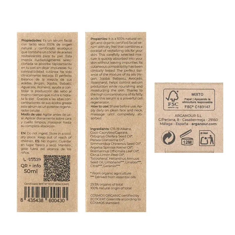 Arganour Facial Nourishing Facial Serum Fettige/Mischhaut, 50 Ml