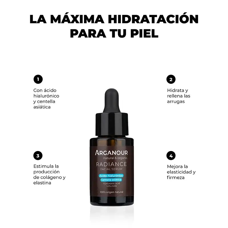 Arganour Facial Radiance Gesichtsserum Hyaluronsäure und Centella Asiatica, 30 Ml