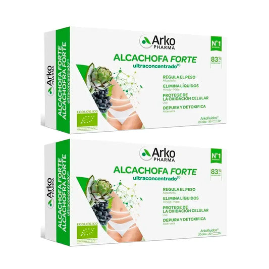 Arkopharma Arkofluido Artischocke Forte Ultraconcentrate + Aloe Vera, 2X20 Ampullen