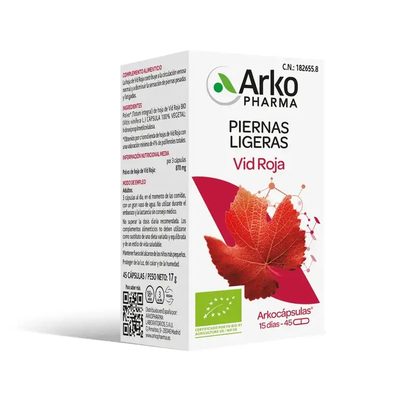 Arkopharma Arkopcápsulas Rote Rebe Bio, 45 Kapseln