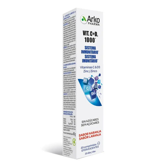 Arkopharma Vitamin C&D3 1000 mg + Zink-Brause, 20 Tabletten