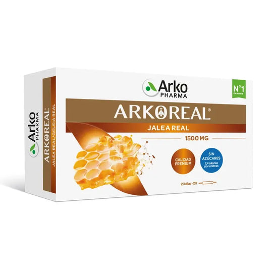 Arkopharma Arkoreal Gelee Royale Frisch, 1500 mg, Zuckerfrei, 20 Trinkampullen