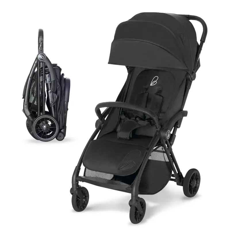 Asalvo Kinderwagen Plis Plas Schwarz mit schwarzem Fahrgestell
