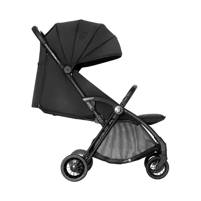 Asalvo Kinderwagen Plis Plas Schwarz mit schwarzem Fahrgestell