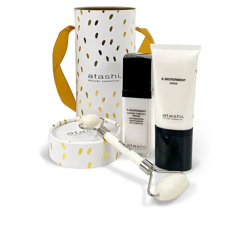 Atashi Ritual K-Bioferment Serum + Revitalisierende Anti-Ageing Creme + Jade Roller Geschenkbox