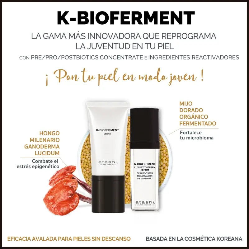 Atashi Ritual K-Bioferment Serum + Revitalisierende Anti-Ageing Creme + Jade Roller Geschenkbox