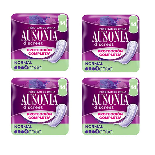 Ausonia Pack Diskreter Urinverlust Pads für normale Frauen, 4 x 14 Einheiten