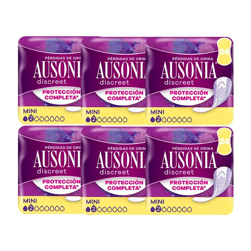 Ausonia Pack Diskreter Urinverlust Pads für Frauen Mini, 6 x 24 Einheiten