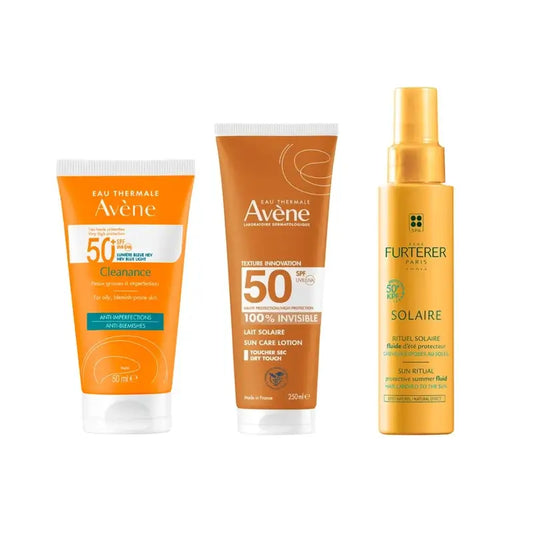 Avène Cleanance Spf 50+ 50 ml + Unsichtbare Milch Spf 50 250 ml + Schützendes Sonnenschutzfluid Kpf 50⁺ 100 ml