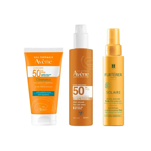 Avène Cleanance Spf 50+ 50 ml + Invisible Spray Spf 50 200 ml + Schutz-Sonnenschutz-Fluid Kpf 50⁺ 100 ml