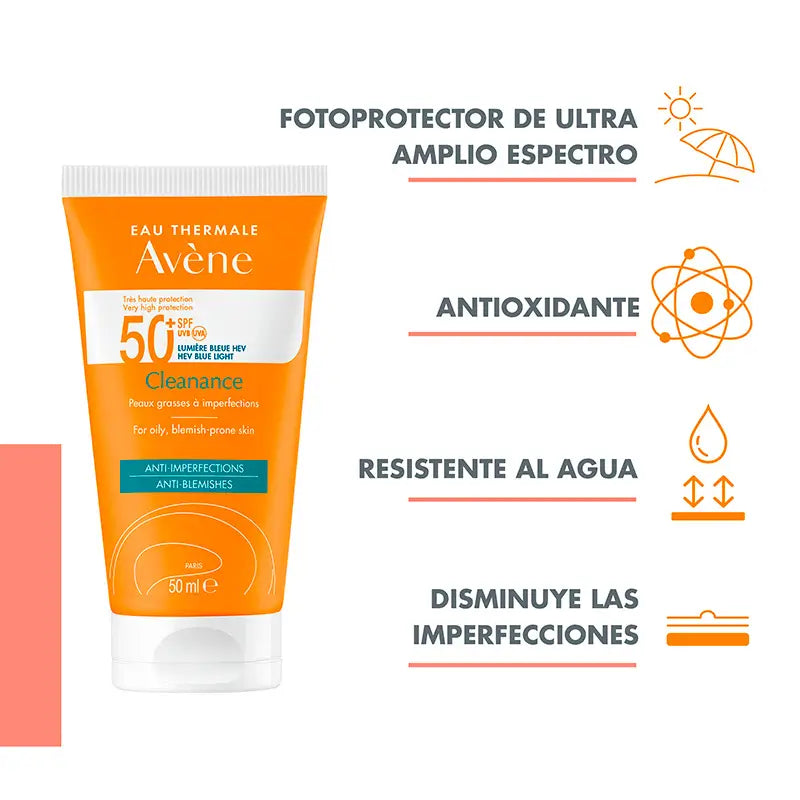 Avène Cleanance Solar SPF 50+, fettige Haut, 50 ml