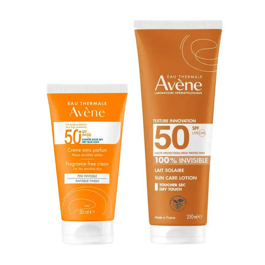Avène Unparfümierte Spf 50+ Creme 50 Ml + Unsichtbare Milch Spf 50 250 Ml