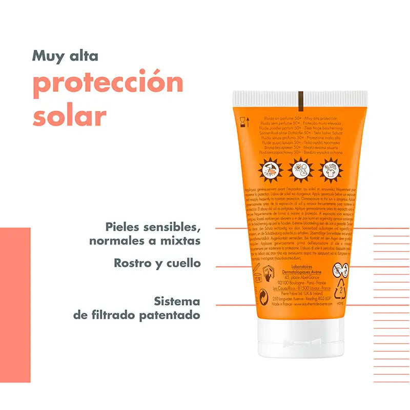 Avène Unparfümiertes Sonnenschutzfluid SPF 50+, 50 ml