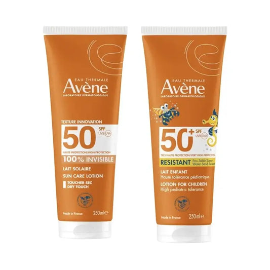 Avène Unsichtbare Milch Spf 50 250 Ml + Kindermilch Spf 50+ 250 Ml