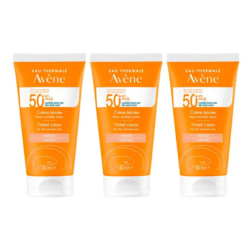 Avène Sensitive Skin Sonnencreme Spf 50+ Farbe, 3 x 50 ml