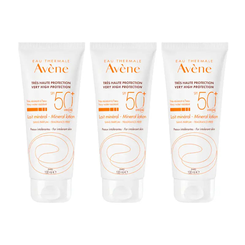 Avène Sonnenschutz Mineralmilch Intolerante Haut Spf 50+, 3 x 100 ml