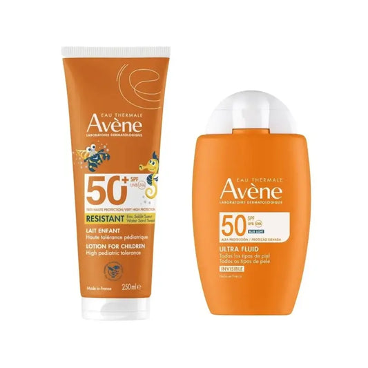 Avène Ultra Invisible Fluid Spf50 50 Ml + Milch Spf 50+ Kinder 250 Ml