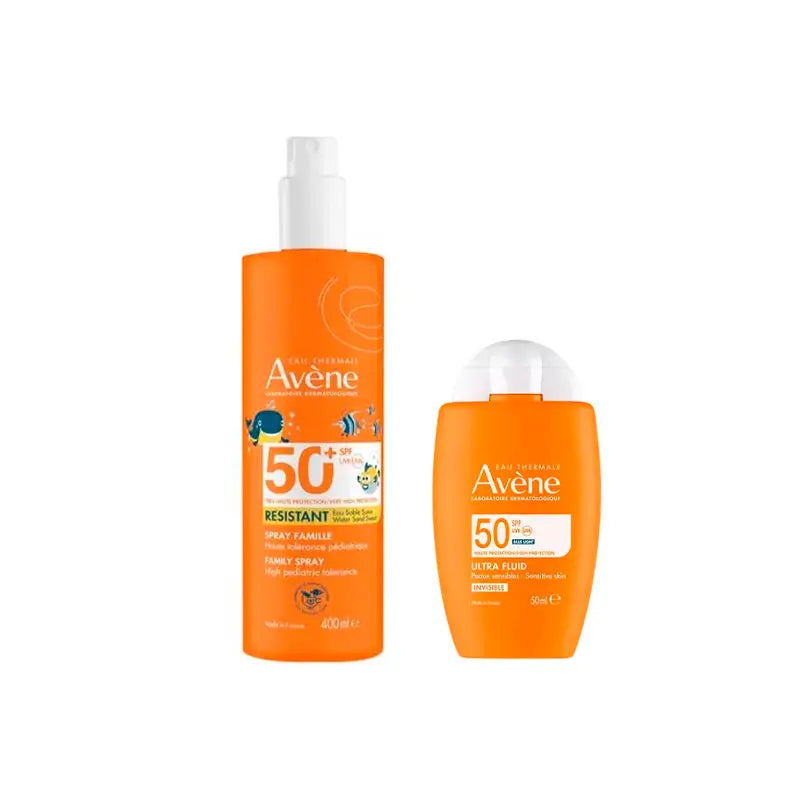 Avène Ultra Invisible Fluid Spf50 50 Ml + Familienspray Spf50+ 400 Ml