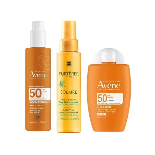 Avène Ultra Invisible Fluid Spf50 50 Ml + Invisible Spray Spf50 200 Ml + Sonnenschutzöl Kpf 50⁺ 100 Ml