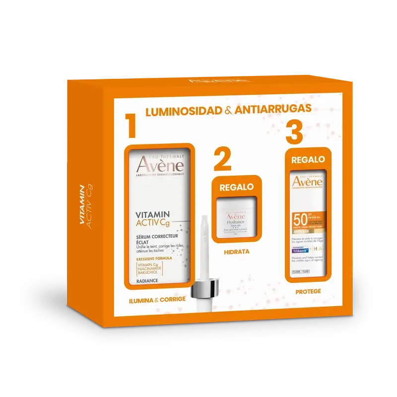 Avène Vitamin Activ Cg Serum 30Ml + Hydrance Aqua-Gel Feuchtigkeitscreme 7 Ml + Anti-Ageing Sonnenschutz Fluid Spf50 5 Ml