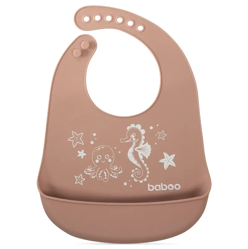 Baboo Soft Silikon-Lätzchen mit Tasche Kakao, 4+ Monate, 1 Stk.