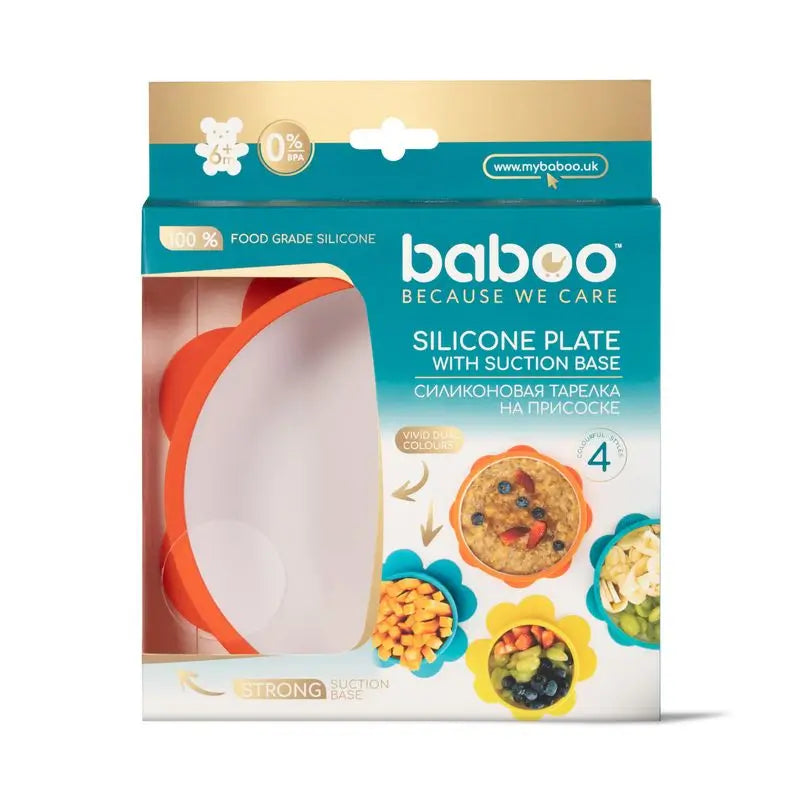 Baboo Rutschfester Silikonteller, 6+ Monate Orange