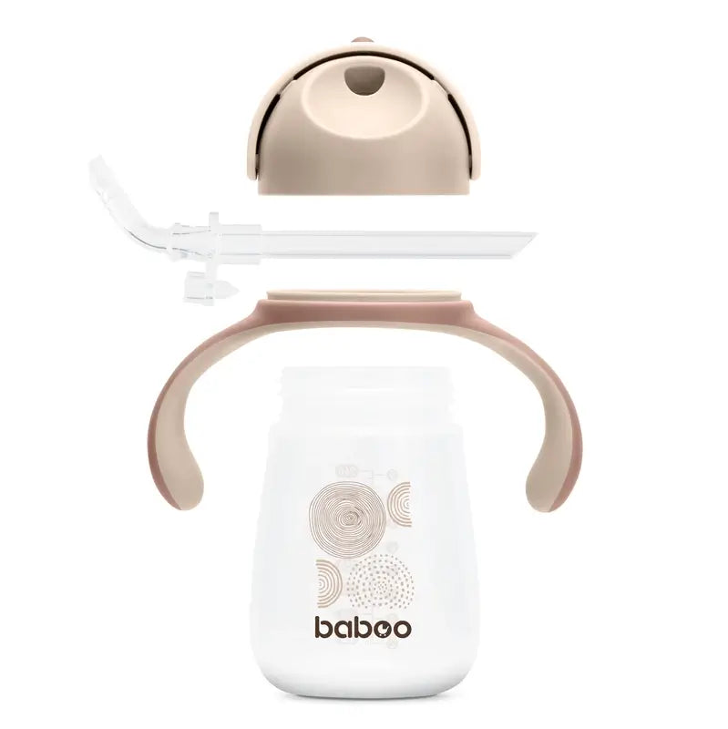 Baboo Au Naturale Silikon Lerntasse mit Strohhalm 9+ Monate, 260 ml
