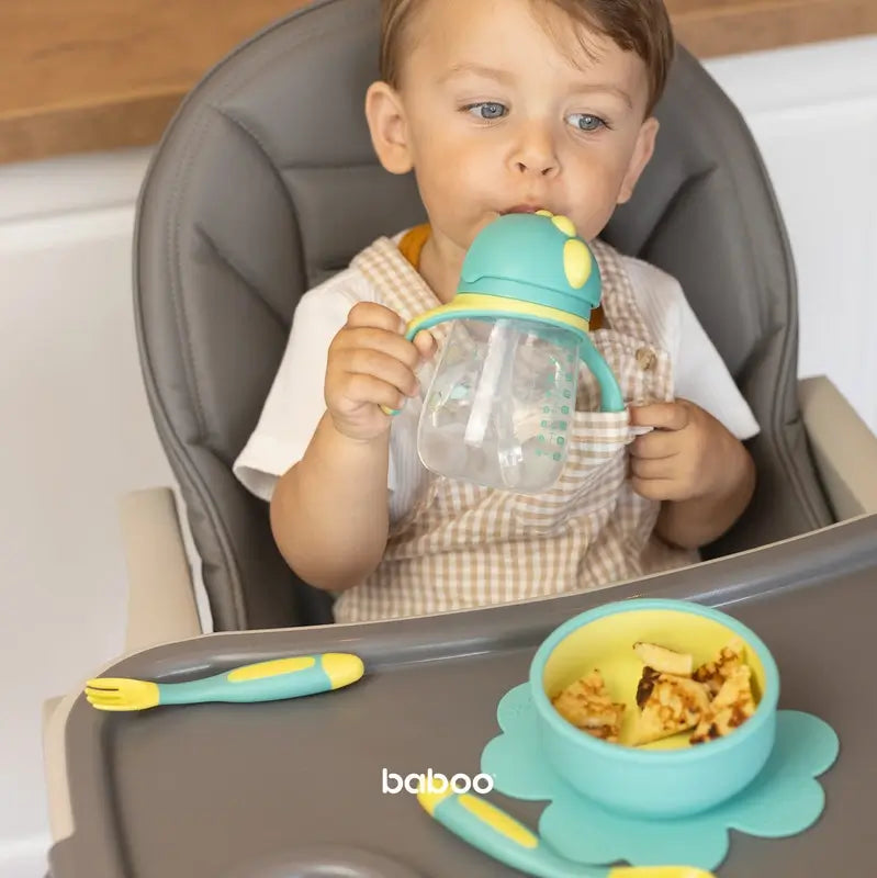 Baboo Lagoon Fiesta Silikon Lerntasse mit Strohhalm 9+ Monate, 260 ml