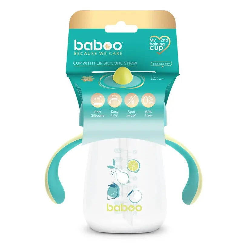 Baboo Lagoon Fiesta Silikon Lerntasse mit Strohhalm 9+ Monate, 260 ml