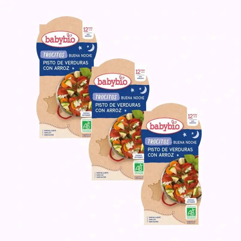 Babybio Good Night Karotten-Tomaten-Polenta-Stückchen, Packung 3 x 2X200 Gramm