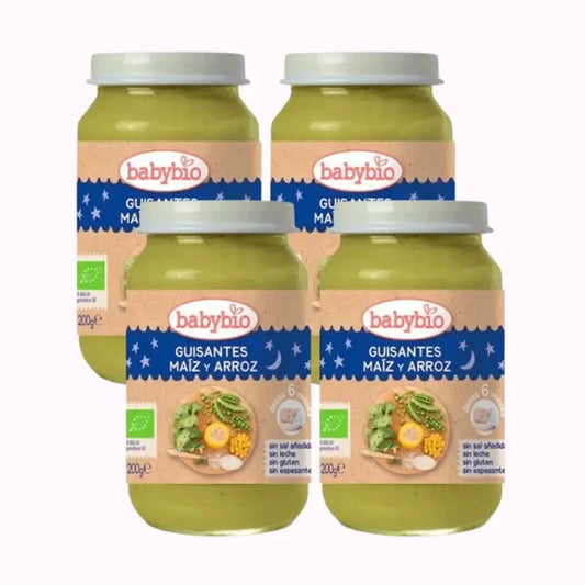 Babybio Gute Nacht Erbsen-Mais-Reis, Packung 4 x 200 Gramm
