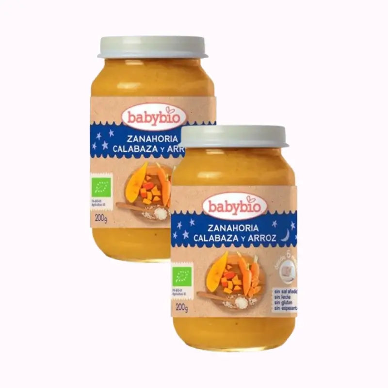 Babybio Gute-Nacht-Karotten-Reis, Packung 2 x 200 Gramm