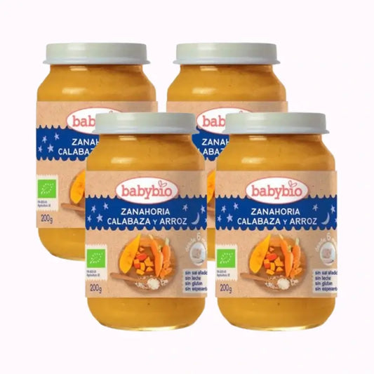 Babybio Gute-Nacht-Karotten-Reis, Packung 4 x 200 Gramm