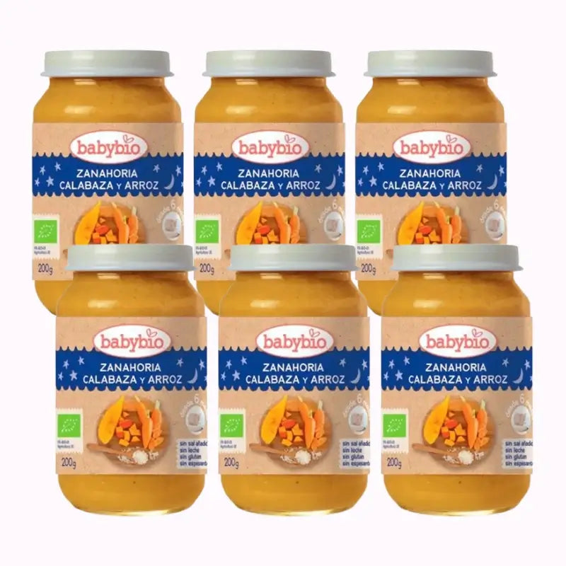 Babybio Gute-Nacht-Karotten-Reis, Packung 6 x 200 Gramm
