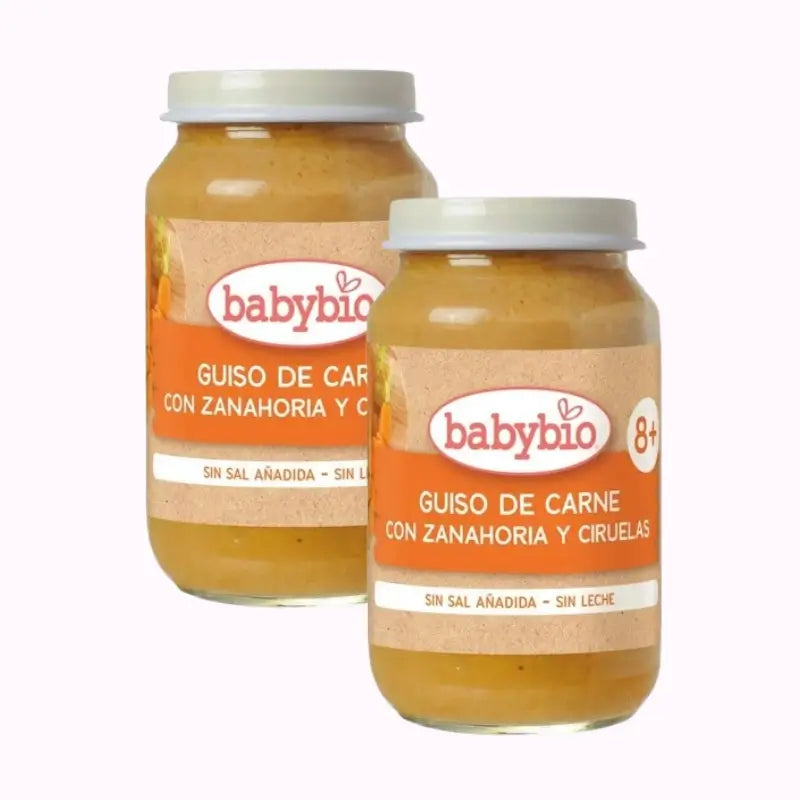 Babybio Rindergulasch mit Karotten und Pflaumen, Packung 2 x 200 Gramm