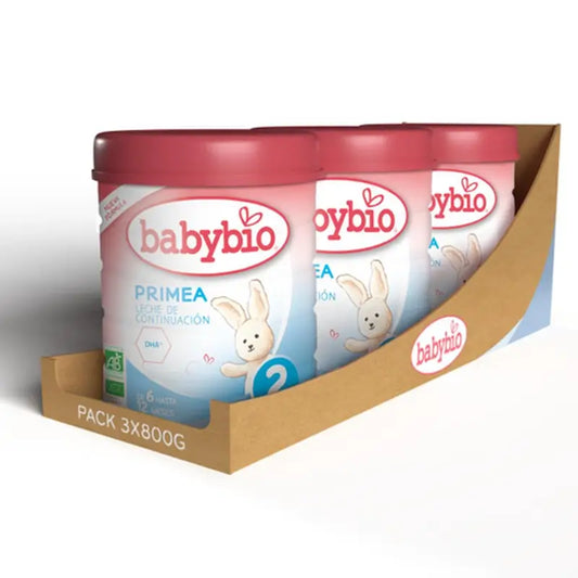Babybio Primea 2 Kuhmilch Fortsetzung 6-12 Monate, Packung 3 x 800g