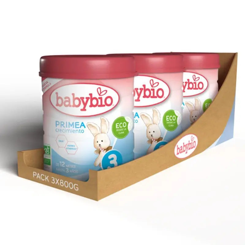 Babybio Primea 3 Kuhmilch Wachstum 12-36 Monate, Packung 3 x 800 Gramm