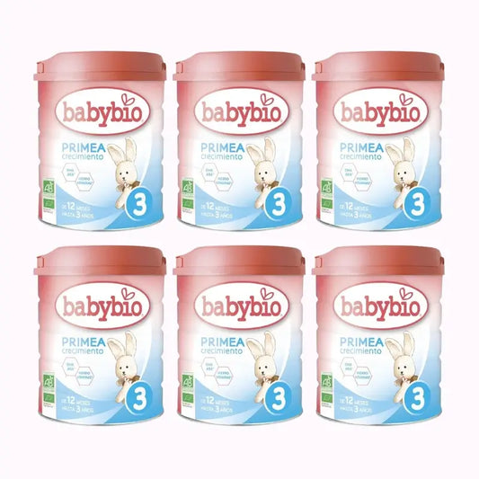 Babybio Primea 3 Kuhmilch für Wachstum 12-36 Monate, Packung 6 x 800 Gramm