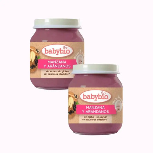 Babybio Apfel-Heidelbeeren, Packung 2 x Heidelbeeren, 130g