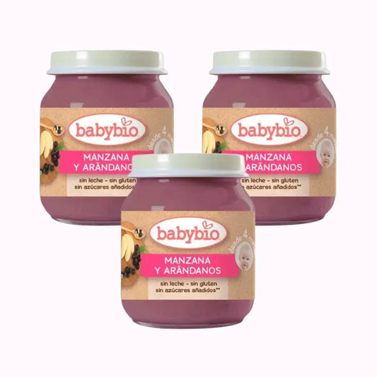 Babybio Apfel-Heidelbeeren, Packung 3 x Heidelbeeren, 130g
