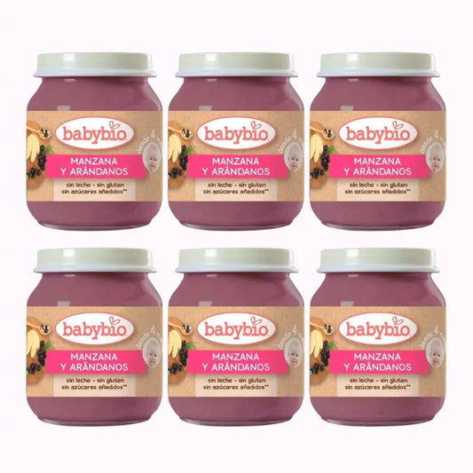 Babybio Apfel-Heidelbeeren, Packung 6 x Heidelbeeren, 130g