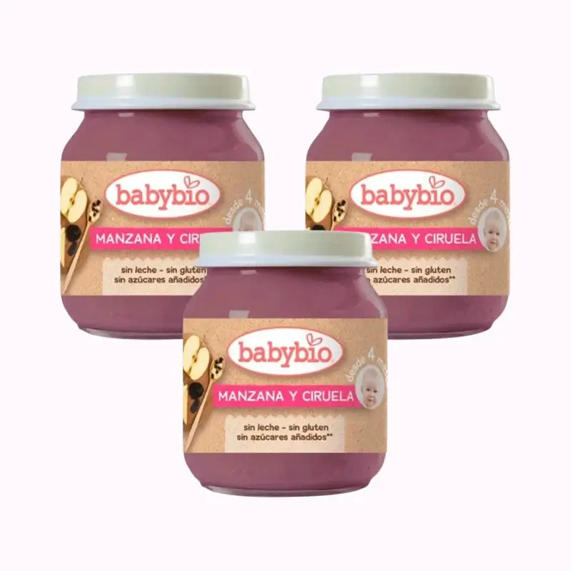 Babybio Apfel Pflaume, Packung 3 x Pflaume, 130g